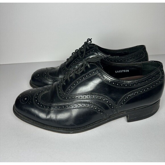 Florsheim Lexington Black Leather Wing-Tip Size 10 Men’s Dress Shoes - Picture 3 of 9